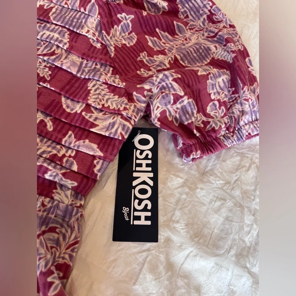 OshKosh B'gosh Burgundy Floral Smocked Dress Size 10 BNWT